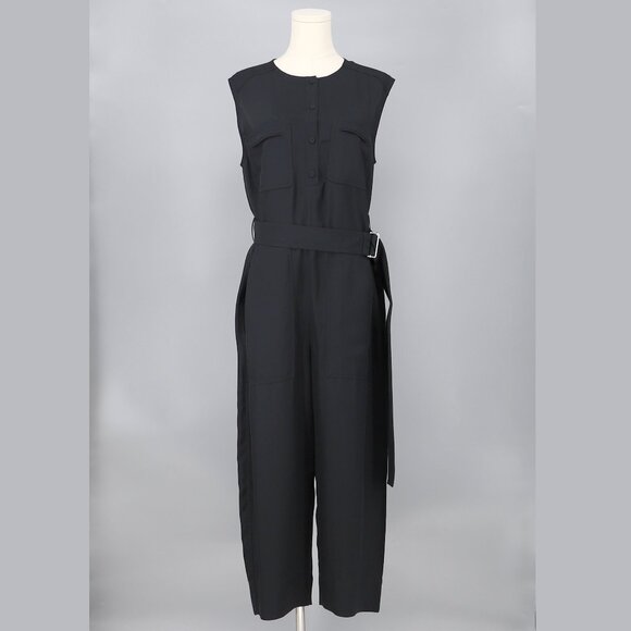 THEORY Cargo Jumpsuit in Twill Sleeveless Belted Lightweight Black Size S - Picture 3 of 8